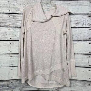 Maurices Cream Asymmetrical Zip Collar Pullover Top XL